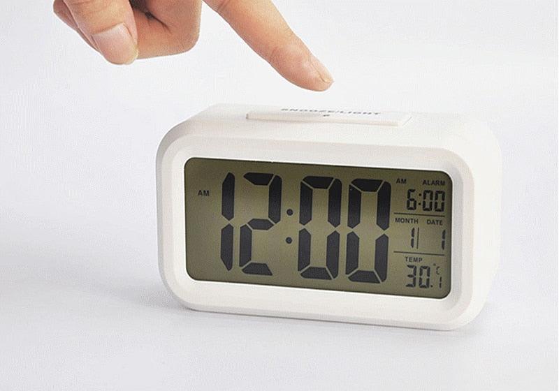 Clocks LED Wooden Alarm Clock Watch Wooden Wood Clock New Version LED Alarm Digital Desk Clock Adjustable Brightness, Alarm Time, Displays Time Date Temperature  Table Voice Control Digital Wood Electronic Desktop Table Stevvex