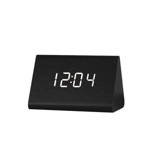 Clocks LED Wooden Alarm Clock Watch Wooden Wood Clock New Version LED Alarm Digital Desk Clock Adjustable Brightness, Alarm Time, Displays Time Date Temperature  Table Voice Control Digital Wood Electronic Desktop Table Stevvex
