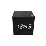 Clocks LED Wooden Alarm Clock Watch Wooden Wood Clock New Version LED Alarm Digital Desk Clock Adjustable Brightness, Alarm Time, Displays Time Date Temperature  Table Voice Control Digital Wood Electronic Desktop Table Stevvex