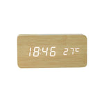 Clocks LED Wooden Alarm Clock Watch Wooden Wood Clock New Version LED Alarm Digital Desk Clock Adjustable Brightness, Alarm Time, Displays Time Date Temperature  Table Voice Control Digital Wood Electronic Desktop Table Stevvex
