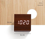 Clocks LED Wooden Alarm Clock Watch Wooden Wood Clock New Version LED Alarm Digital Desk Clock Adjustable Brightness, Alarm Time, Displays Time Date Temperature  Table Voice Control Digital Wood Electronic Desktop Table Stevvex