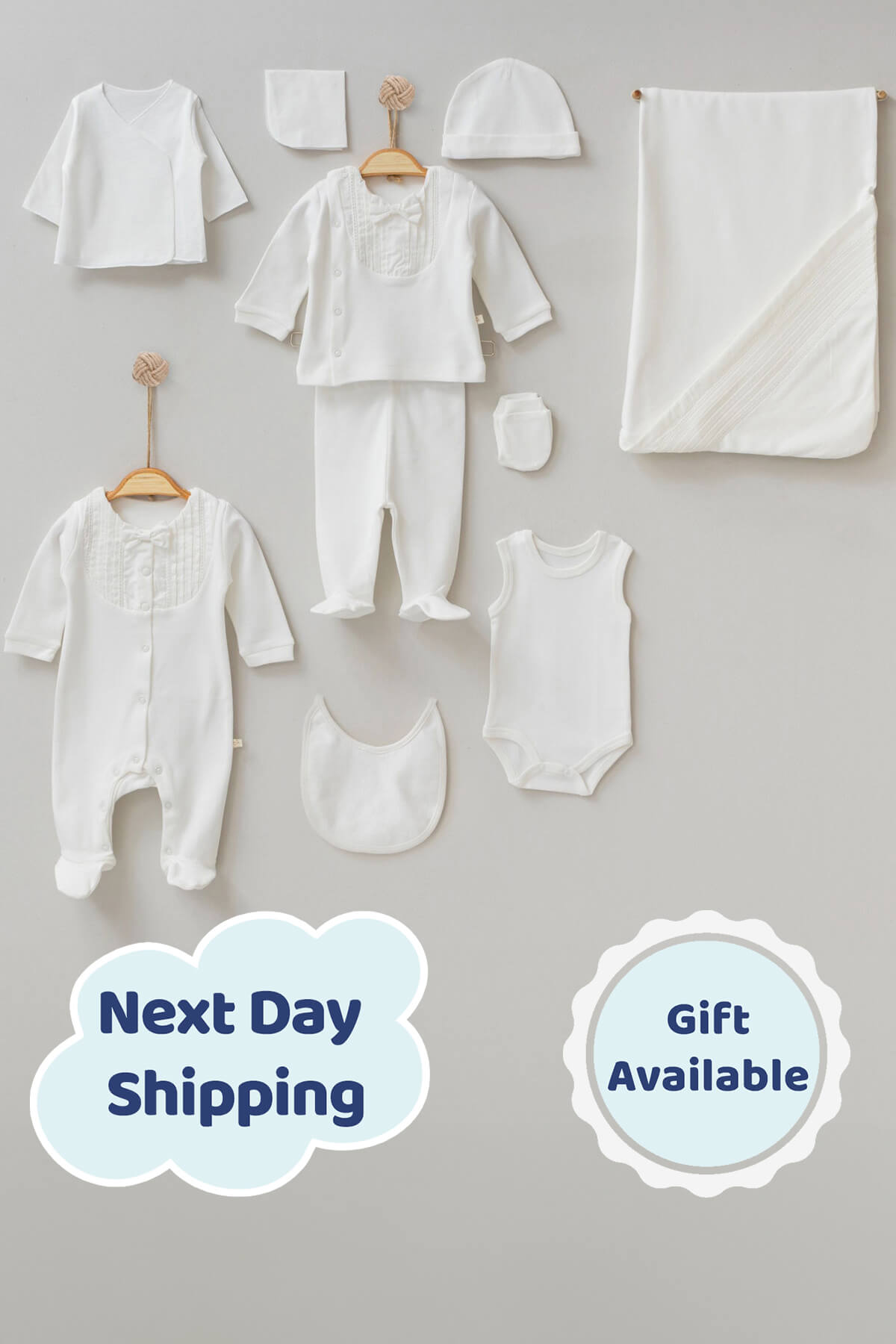 Alex White Newborn Coming Home Set (10 Pcs) - By Baano