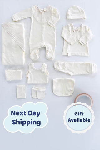 Alex Ecru Organic Cotton Newborn Coming Home Set (10 pcs)