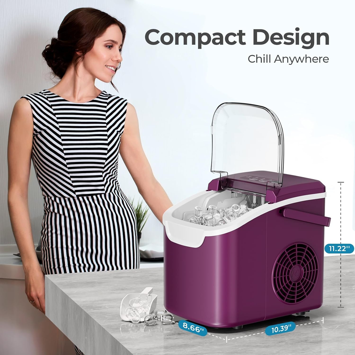 Countertop Ice Maker, 26 lbs/Day ice Production 58012RIM0