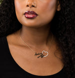 Couples Script Name Necklace w/ Iced Heart