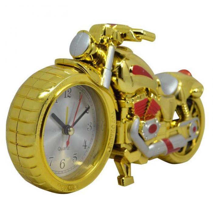 Creative Motorcycle Motorbike Pattern Non Ticking Analog Alarm Clock  Alarm Clock Desk Clock Creative Home Birthday Gift Cool Clock Stevvex