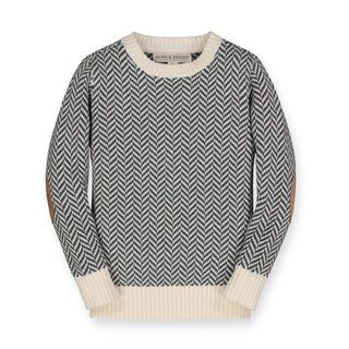 Crewneck Pullover Organic Sweater with Elbow Patches - Baby - Glamourous Grace