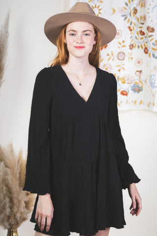 Crinkle Fabric Mini Dress