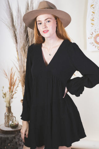 Crinkle Fabric Mini Dress