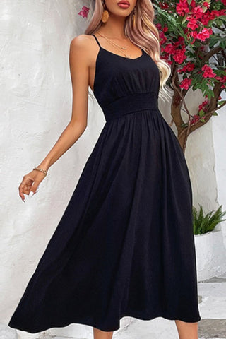Cross Back Strap Midi Dress