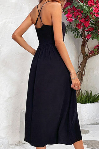 Cross Back Strap Midi Dress