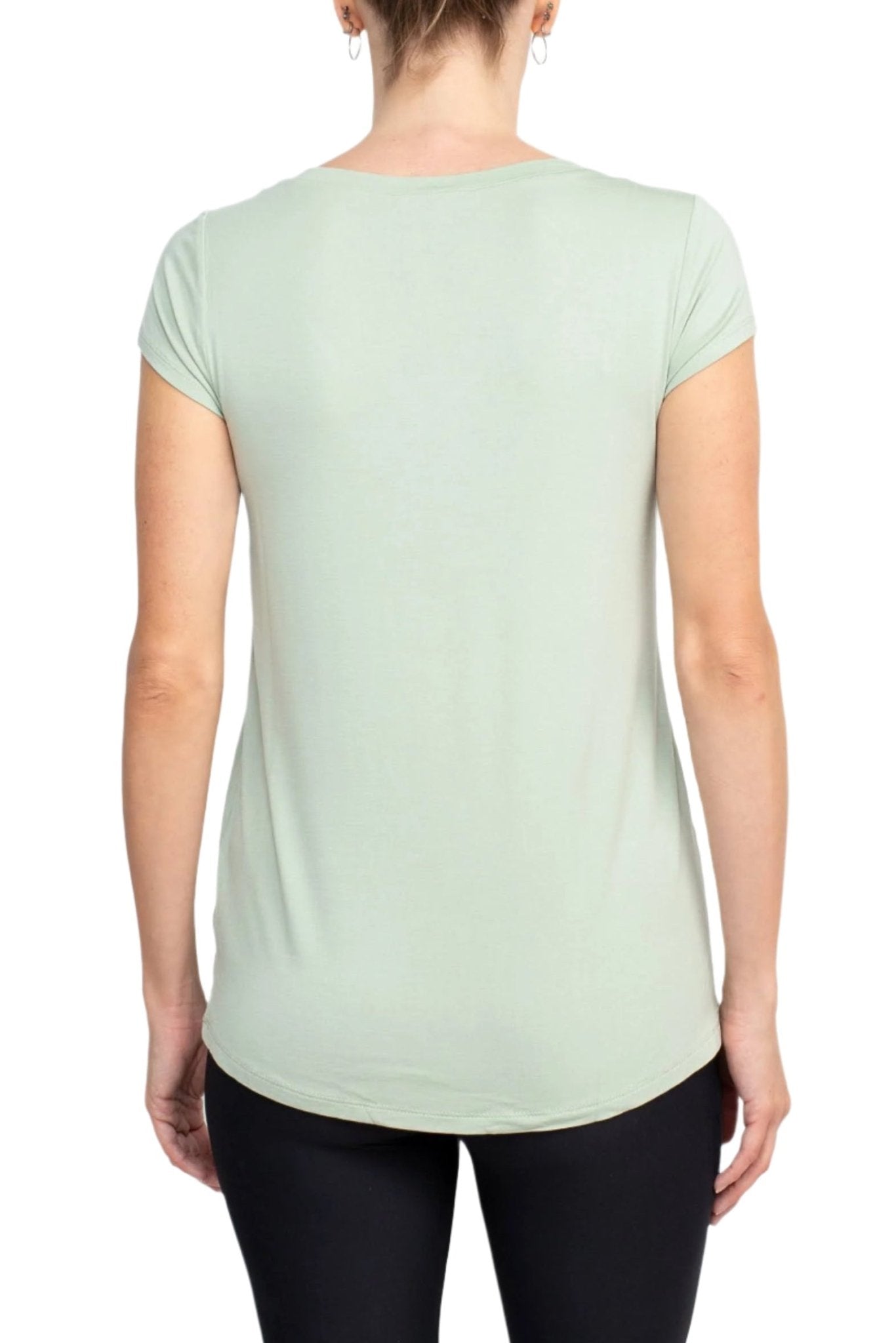 Cable & Guage V - Neck Short Sleeve Pocket Solid ITY T-Shirt - Glamourous Grace