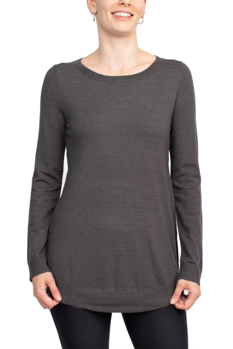 Cupio Scoop Neck Long Sleeve Solid Knit Top - Glamourous Grace