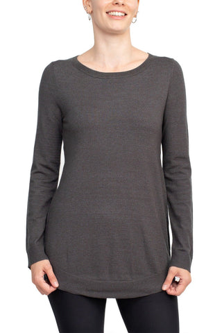 Cupio Scoop Neck Long Sleeve Solid Knit Top - By Baano
