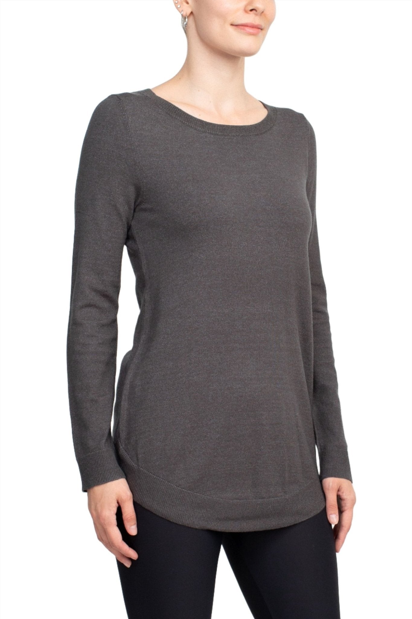 Cupio Scoop Neck Long Sleeve Solid Knit Top - Glamourous Grace