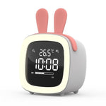 Cut Digital Alarm Clock Cartoon Night Light Desk Alarm Clock Cute Toddler Alarm Clock Dimming Sleep Training Clock with Night Light Kids Wake Up Clock USB Rechargeable Easy Setting Kids Clocks for Bedrooms Rechargeable Battery Christmas gift for Kids Stevvex