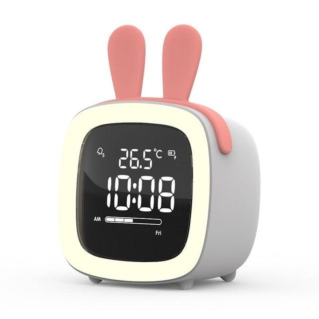 Cut Digital Alarm Clock Cartoon Night Light Desk Alarm Clock Cute Toddler Alarm Clock Dimming Sleep Training Clock with Night Light Kids Wake Up Clock USB Rechargeable Easy Setting Kids Clocks for Bedrooms Rechargeable Battery Christmas gift for Kids Stevvex