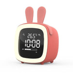 Cut Digital Alarm Clock Cartoon Night Light Desk Alarm Clock Cute Toddler Alarm Clock Dimming Sleep Training Clock with Night Light Kids Wake Up Clock USB Rechargeable Easy Setting Kids Clocks for Bedrooms Rechargeable Battery Christmas gift for Kids Stevvex