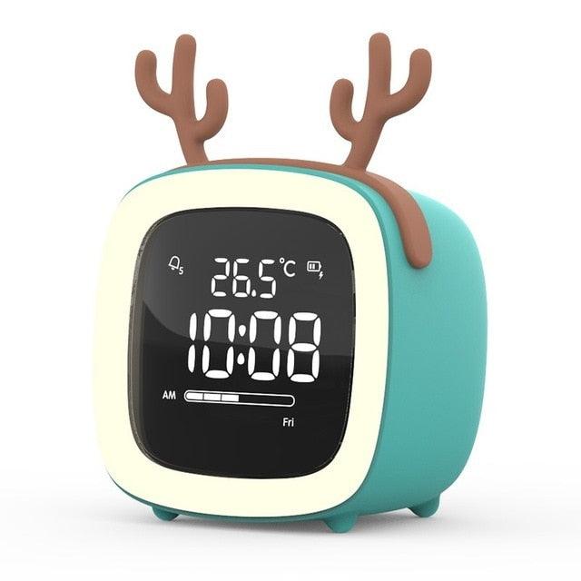 Cut Digital Alarm Clock Cartoon Night Light Desk Alarm Clock Cute Toddler Alarm Clock Dimming Sleep Training Clock with Night Light Kids Wake Up Clock USB Rechargeable Easy Setting Kids Clocks for Bedrooms Rechargeable Battery Christmas gift for Kids Stevvex