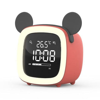 Cut Digital Alarm Clock Cartoon Night Light Desk Alarm Clock Cute Toddler Alarm Clock Dimming Sleep Training Clock with Night Light Kids Wake Up Clock USB Rechargeable Easy Setting Kids Clocks for Bedrooms Rechargeable Battery Christmas gift for Kids Stevvex