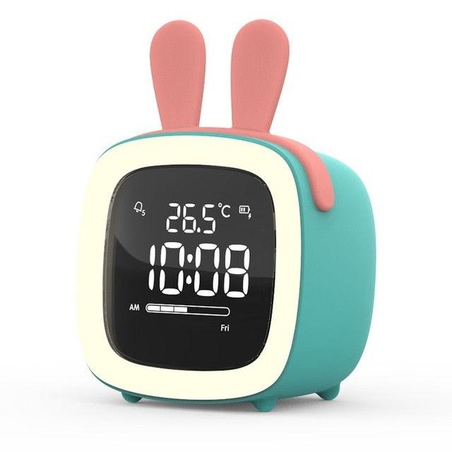Cut Digital Alarm Clock Cartoon Night Light Desk Alarm Clock Cute Toddler Alarm Clock Dimming Sleep Training Clock with Night Light Kids Wake Up Clock USB Rechargeable Easy Setting Kids Clocks for Bedrooms Rechargeable Battery Christmas gift for Kids Stevvex