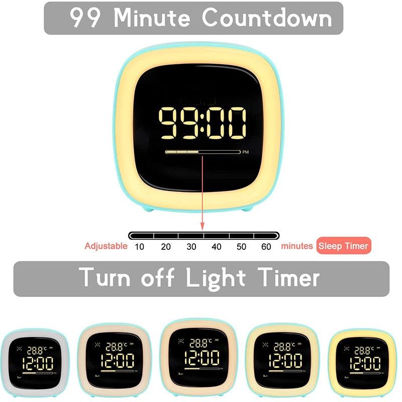 Cut Digital Alarm Clock Cartoon Night Light Desk Alarm Clock Cute Toddler Alarm Clock Dimming Sleep Training Clock with Night Light Kids Wake Up Clock USB Rechargeable Easy Setting Kids Clocks for Bedrooms Rechargeable Battery Christmas gift for Kids Stevvex