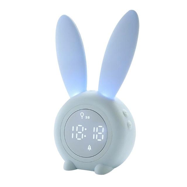 Cute Bunny Ear LED Digital Alarm Clock Electronic Kids Alarm Clock for Kids Children's Alarm Clocks for Girls Boys Bedroom Night Light for Kids Touch Control and Snoozing with USB Sound Control Rabbit Night Lamp Desk Clock Home Decoration Stevvex