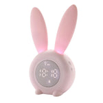 Cute Bunny Ear LED Digital Alarm Clock Electronic Kids Alarm Clock for Kids Children's Alarm Clocks for Girls Boys Bedroom Night Light for Kids Touch Control and Snoozing with USB Sound Control Rabbit Night Lamp Desk Clock Home Decoration Stevvex