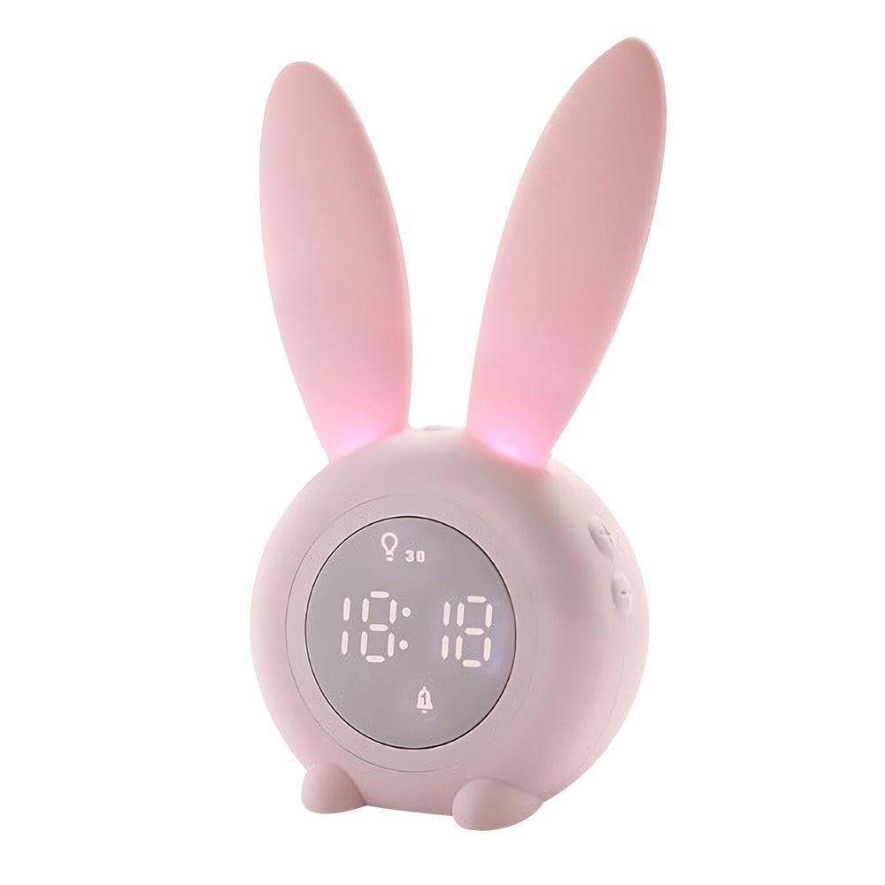 Cute Bunny Ear LED Digital Alarm Clock Electronic Kids Alarm Clock for Kids Children's Alarm Clocks for Girls Boys Bedroom Night Light for Kids Touch Control and Snoozing with USB Sound Control Rabbit Night Lamp Desk Clock Home Decoration Stevvex