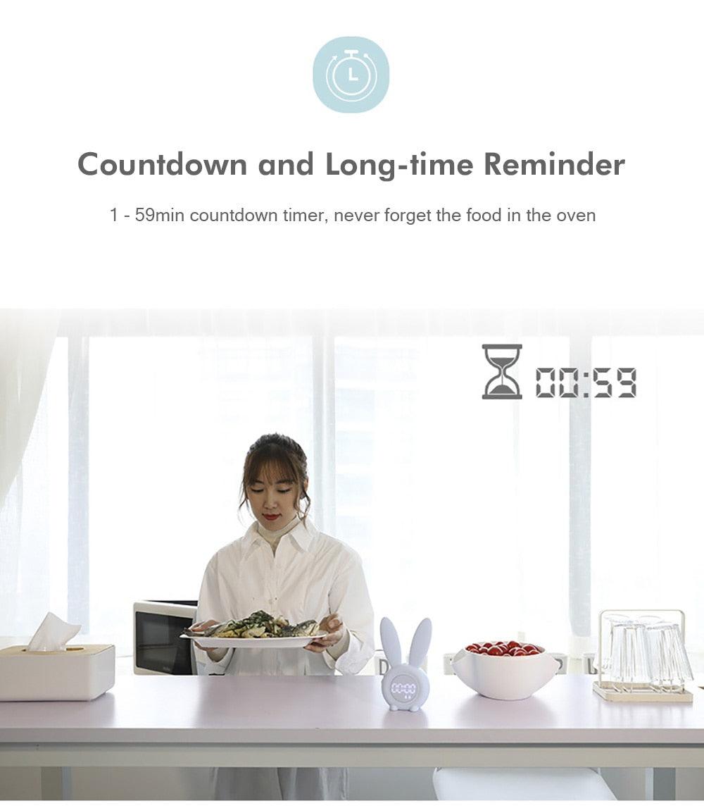 Cute Bunny Ear LED Digital Alarm Clock Electronic Kids Alarm Clock for Kids Children's Alarm Clocks for Girls Boys Bedroom Night Light for Kids Touch Control and Snoozing with USB Sound Control Rabbit Night Lamp Desk Clock Home Decoration Stevvex