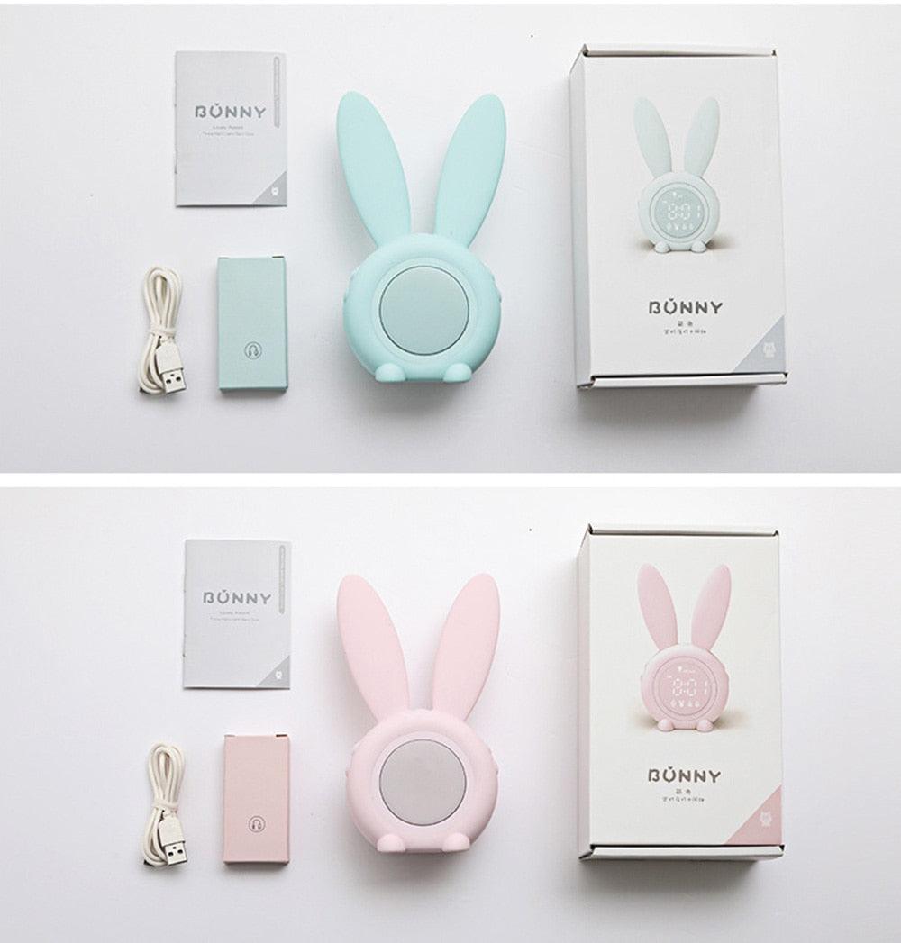 Cute Bunny Ear LED Digital Alarm Clock Electronic Kids Alarm Clock for Kids Children's Alarm Clocks for Girls Boys Bedroom Night Light for Kids Touch Control and Snoozing with USB Sound Control Rabbit Night Lamp Desk Clock Home Decoration Stevvex
