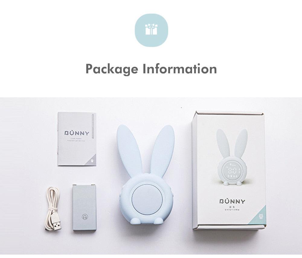 Cute Bunny Ear LED Digital Alarm Clock Electronic Kids Alarm Clock for Kids Children's Alarm Clocks for Girls Boys Bedroom Night Light for Kids Touch Control and Snoozing with USB Sound Control Rabbit Night Lamp Desk Clock Home Decoration Stevvex