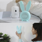 Cute Bunny Ear LED Digital Alarm Clock Electronic Kids Alarm Clock for Kids Children's Alarm Clocks for Girls Boys Bedroom Night Light for Kids Touch Control and Snoozing with USB Sound Control Rabbit Night Lamp Desk Clock Home Decoration Stevvex