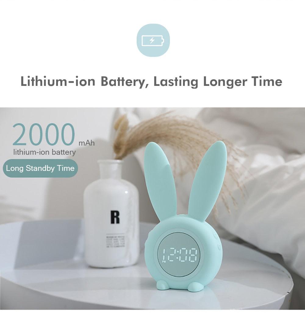 Cute Bunny Ear LED Digital Alarm Clock Electronic Kids Alarm Clock for Kids Children's Alarm Clocks for Girls Boys Bedroom Night Light for Kids Touch Control and Snoozing with USB Sound Control Rabbit Night Lamp Desk Clock Home Decoration Stevvex