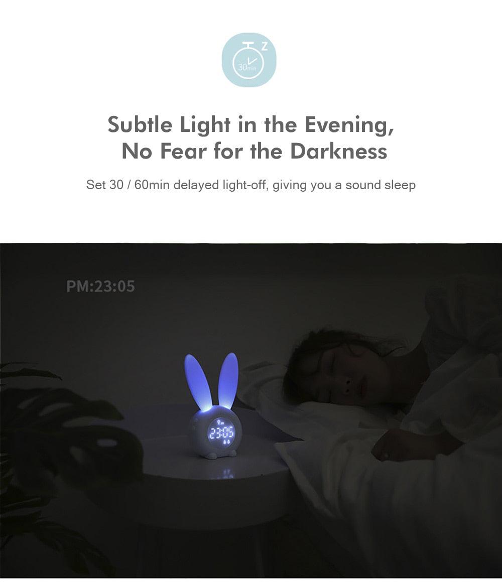 Cute Bunny Ear LED Digital Alarm Clock Electronic Kids Alarm Clock for Kids Children's Alarm Clocks for Girls Boys Bedroom Night Light for Kids Touch Control and Snoozing with USB Sound Control Rabbit Night Lamp Desk Clock Home Decoration Stevvex