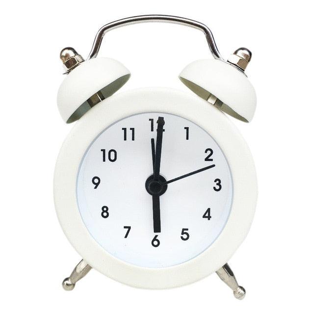 Cute Mini Metal Round Alarm Clock Desk Table Electronic Digital Clock Twin Bell Alarm Clock Metal Frame 3D Dial with Backlight Function Desk Table Clock for Home & Office Bedroom Living Room Alarm Clock Creative Home Decoration Stevvex
