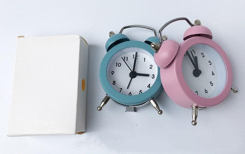 Cute Mini Metal Round Alarm Clock Desk Table Electronic Digital Clock Twin Bell Alarm Clock Metal Frame 3D Dial with Backlight Function Desk Table Clock for Home & Office Bedroom Living Room Alarm Clock Creative Home Decoration Stevvex