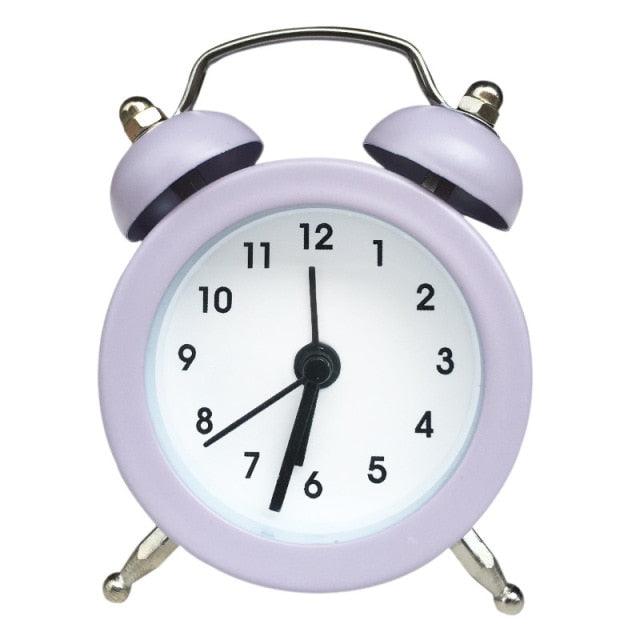 Cute Mini Metal Round Alarm Clock Desk Table Electronic Digital Clock Twin Bell Alarm Clock Metal Frame 3D Dial with Backlight Function Desk Table Clock for Home & Office Bedroom Living Room Alarm Clock Creative Home Decoration Stevvex