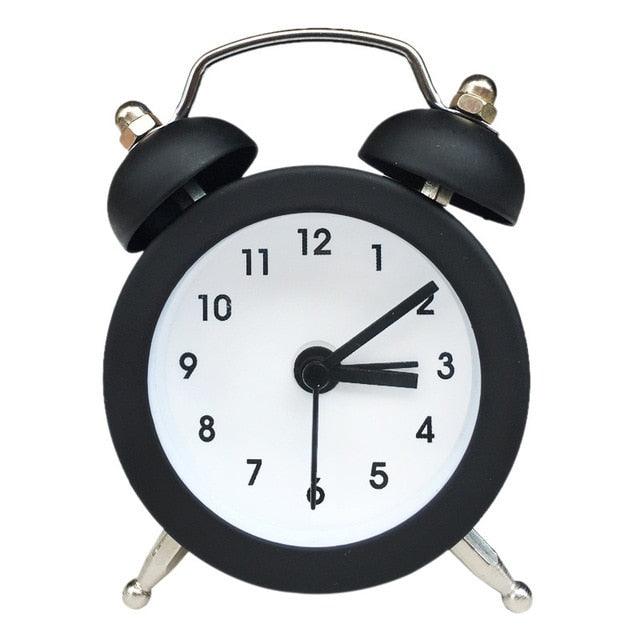 Cute Mini Metal Round Alarm Clock Desk Table Electronic Digital Clock Twin Bell Alarm Clock Metal Frame 3D Dial with Backlight Function Desk Table Clock for Home & Office Bedroom Living Room Alarm Clock Creative Home Decoration Stevvex