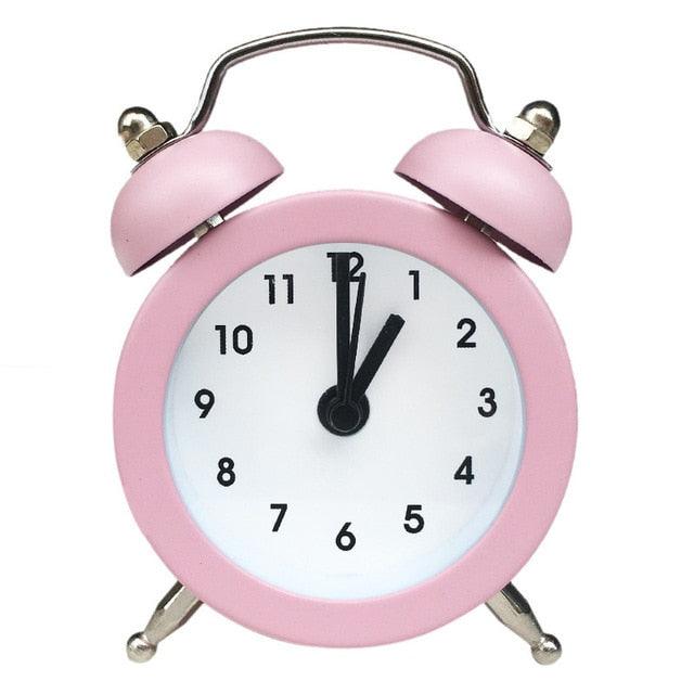 Cute Mini Metal Round Alarm Clock Desk Table Electronic Digital Clock Twin Bell Alarm Clock Metal Frame 3D Dial with Backlight Function Desk Table Clock for Home & Office Bedroom Living Room Alarm Clock Creative Home Decoration Stevvex