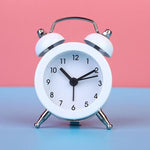 Cute Mini Metal Round Alarm Clock Desk Table Electronic Digital Clock Twin Bell Alarm Clock Metal Frame 3D Dial with Backlight Function Desk Table Clock for Home & Office Bedroom Living Room Alarm Clock Creative Home Decoration Stevvex