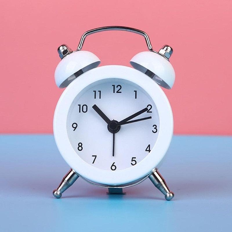 Cute Mini Metal Round Alarm Clock Desk Table Electronic Digital Clock Twin Bell Alarm Clock Metal Frame 3D Dial with Backlight Function Desk Table Clock for Home & Office Bedroom Living Room Alarm Clock Creative Home Decoration Stevvex
