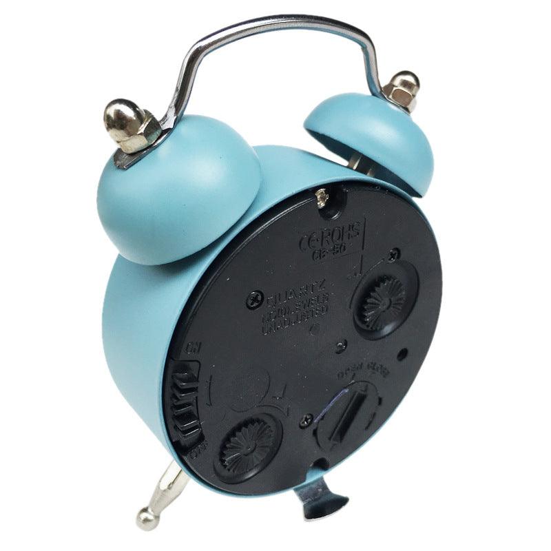 Cute Mini Metal Round Alarm Clock Desk Table Electronic Digital Clock Twin Bell Alarm Clock Metal Frame 3D Dial with Backlight Function Desk Table Clock for Home & Office Bedroom Living Room Alarm Clock Creative Home Decoration Stevvex