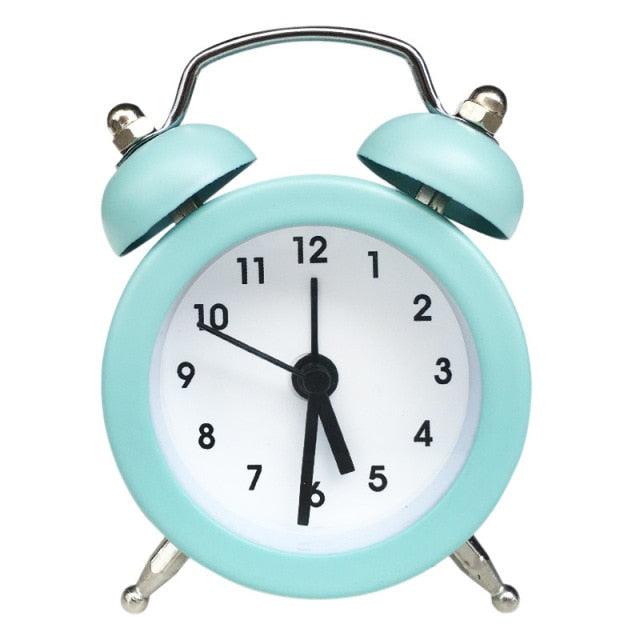 Cute Mini Metal Round Alarm Clock Desk Table Electronic Digital Clock Twin Bell Alarm Clock Metal Frame 3D Dial with Backlight Function Desk Table Clock for Home & Office Bedroom Living Room Alarm Clock Creative Home Decoration Stevvex