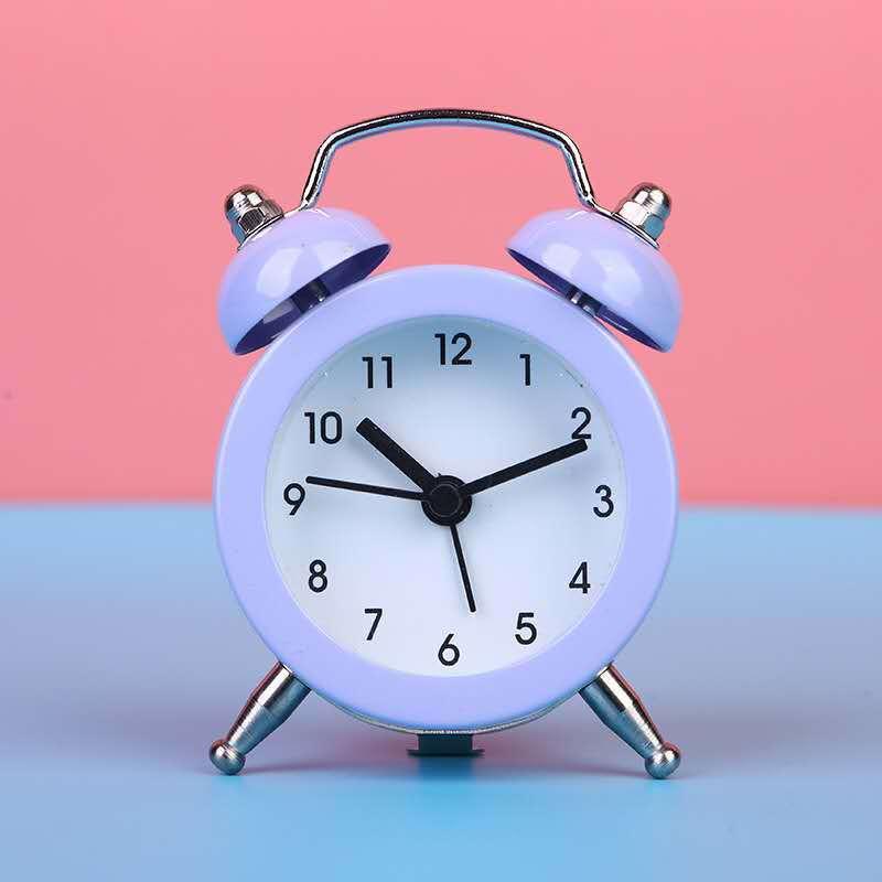 Cute Mini Metal Round Alarm Clock Desk Table Electronic Digital Clock Twin Bell Alarm Clock Metal Frame 3D Dial with Backlight Function Desk Table Clock for Home & Office Bedroom Living Room Alarm Clock Creative Home Decoration Stevvex