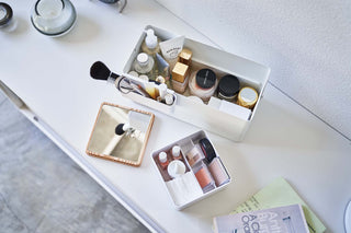 Makeup Organizer with Mirror - Steel + Wood - By Baano