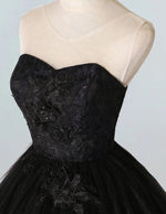 Black scoop lace applique tulle ball gown princess formal party dress bridal dress