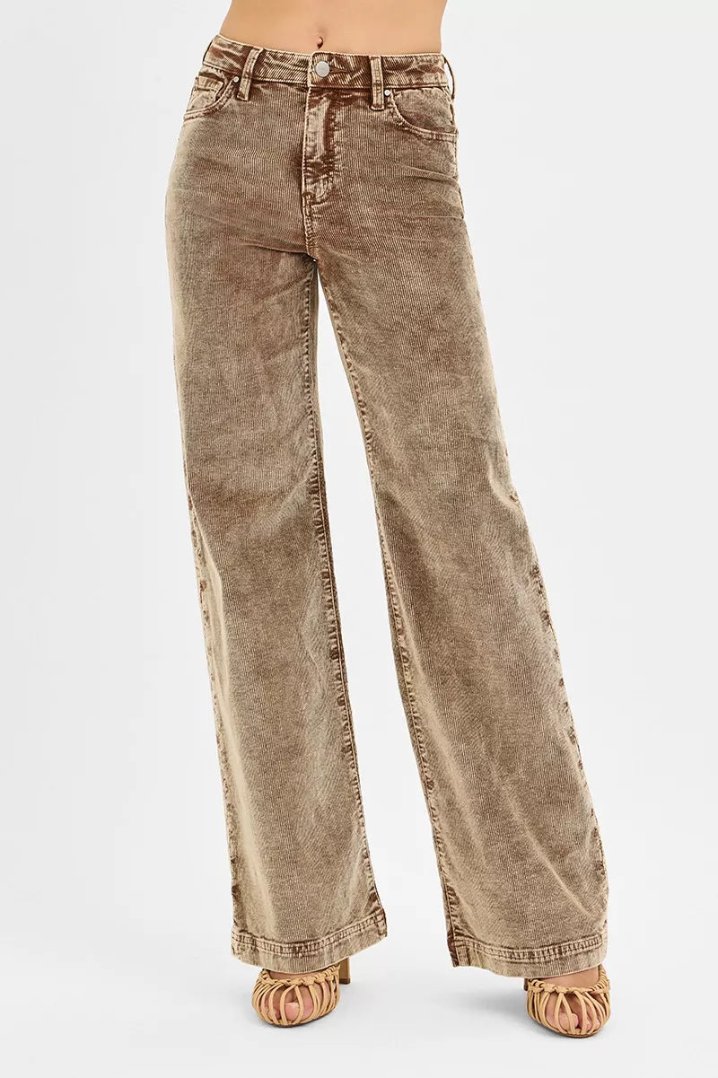 Risen High Rise Wide Leg Corduroy Jeans For Comfort
