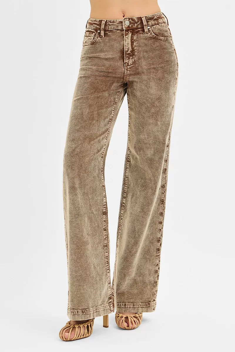 Risen High Rise Wide Leg Corduroy Jeans For Comfort