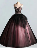 Women's Elegant Purple Lace V-Neck Prom Gown, Spaghetti Strap Evening Dress